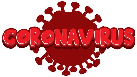 Font design for word coronavirus in red color illustrationのイラスト素材