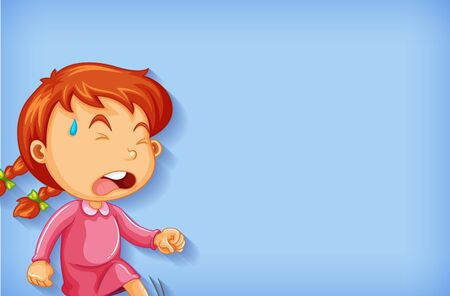 Background template design with crying girl illustrationのイラスト素材