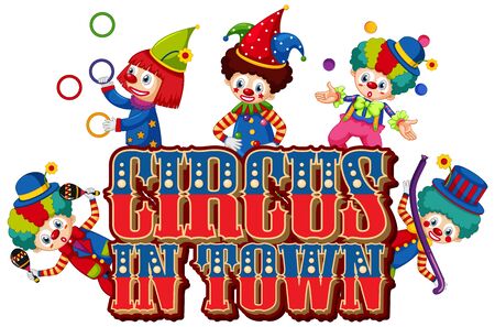 Font design for word circus in town with many clowns illustrationのイラスト素材