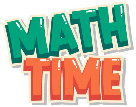 Sticker design for math time in green and orange color illustrationのイラスト素材