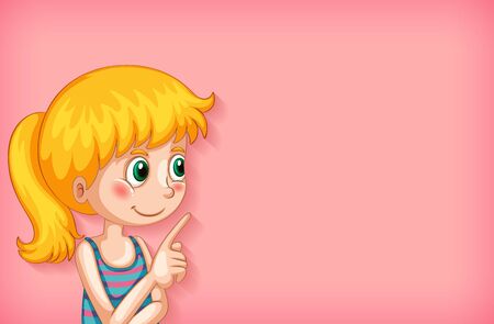 Background template design with girl pointing finger illustrationのイラスト素材