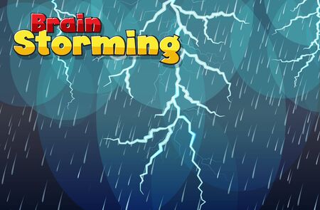 Background with word brain storming and lightening in the rain illustrationのイラスト素材