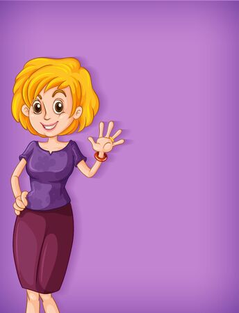 Background template design with happy woman greeting illustrationのイラスト素材