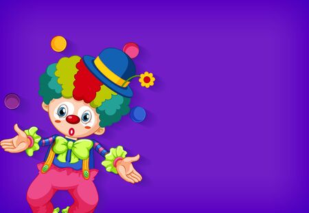 Background template design with happy clown juggling balls illustrationのイラスト素材