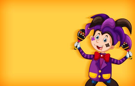 Happy clown in purple costumeのイラスト素材