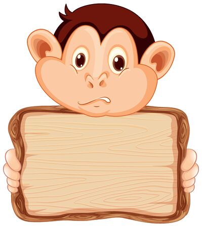 Board template with cute monkey on white background illustrationのイラスト素材
