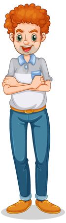 Happy man standing on white background illustrationのイラスト素材