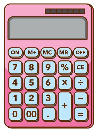 Pink calculator on white background illustrationのイラスト素材