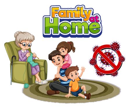 Family member stying at home illustrationのイラスト素材