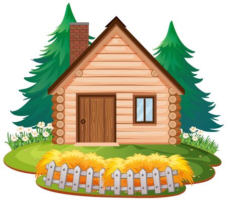 Isolated cottage in the wood illustrationのイラスト素材