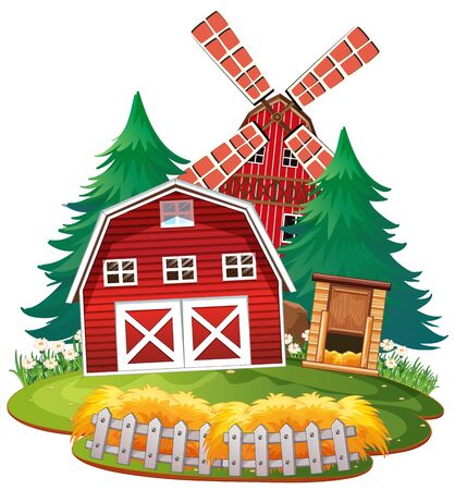 Isolated farmer house on white background illustrationのイラスト素材