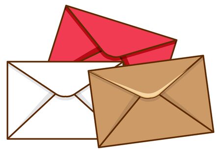 Three envelopes on white background illustrationのイラスト素材