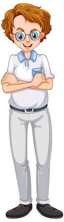 Happy man standing on white background illustrationのイラスト素材