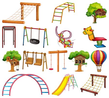 Set of playground element illustrationのイラスト素材