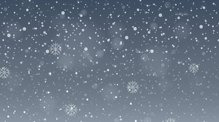 Background design template with snow falling in gray sky illustrationのイラスト素材