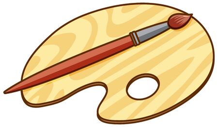 Paintbrush and paint pallet on white background illustrationのイラスト素材