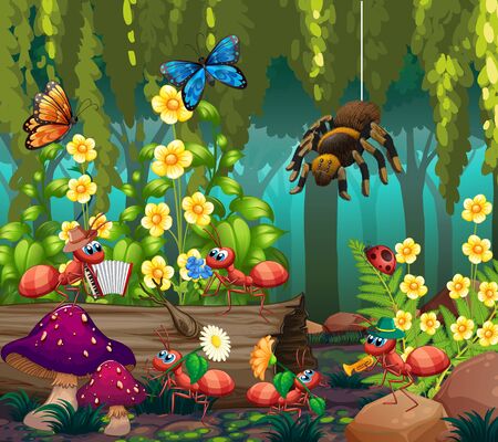 Insect in the fairy forest illustrationのイラスト素材