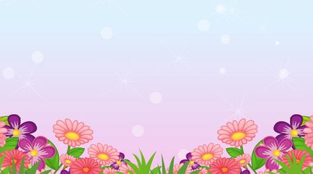 Background design template with colorful flowers illustrationのイラスト素材