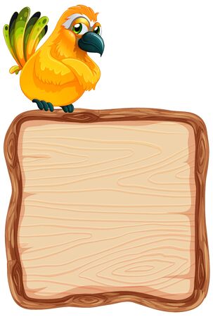 Board template with cute bird on white background illustrationのイラスト素材
