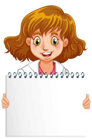 Blank sign template with happy doctor on white background illustrationのイラスト素材