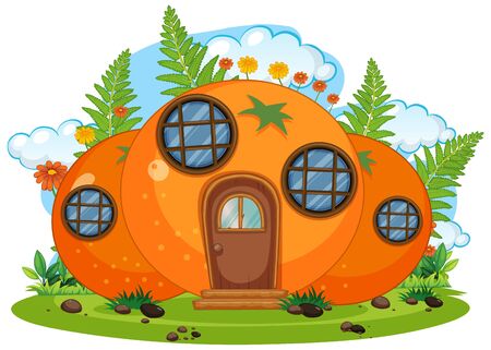 Isolated fantasy orange house  illustrationのイラスト素材