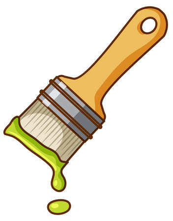 Paintbrush with green paints on white background illustrationのイラスト素材