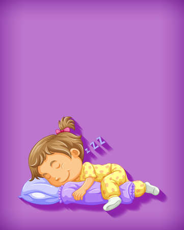 Cute girl sleeping cartoon character isolated illustrationのイラスト素材