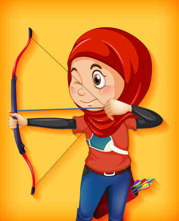 Female muslim archer character illustrationのイラスト素材