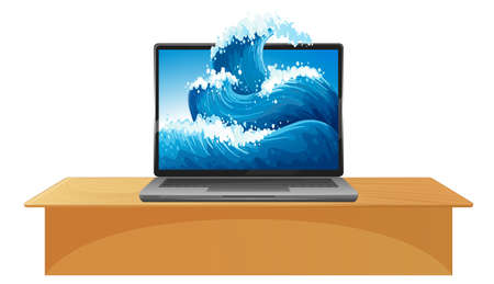 Laptop with waves on screen illustration