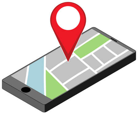 Location pin on mobile application icon illustrationのイラスト素材