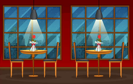 Pub and restaurant background scene illustrationのイラスト素材