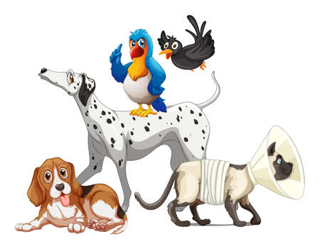Cute animal dog group isolated on white background illustrationのイラスト素材