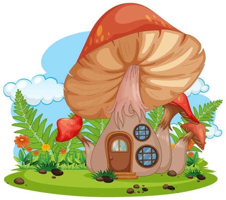 Isolated fantasy mushroom house  illustrationのイラスト素材