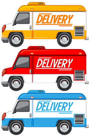 Set of diffrent delivery van or truck  illustrationのイラスト素材