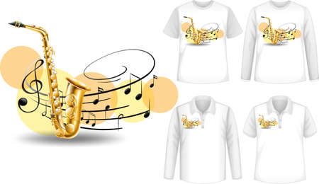 Mock up shirt with saxophone music instruments   illustrationのイラスト素材