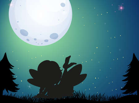 Fairy characters in nature scene illustrationのイラスト素材