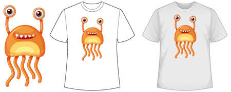 Mock up shirt with monster   illustrationのイラスト素材
