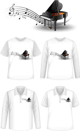 Mock up shirt with piano music instruments   illustrationのイラスト素材