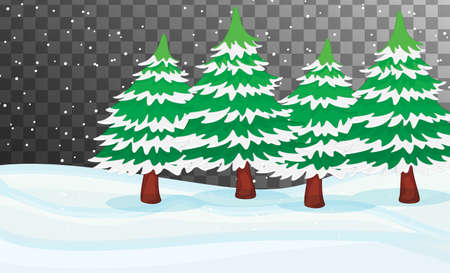 Nature scene in winter season theme with transparent background illustrationのイラスト素材