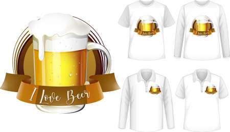 Mock up shirt with beer   illustrationのイラスト素材
