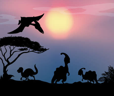 Dinosaur in nature background illustrationのイラスト素材