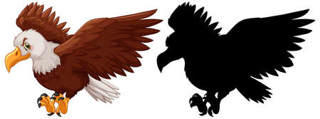 Eagle and its silhouette illustrationのイラスト素材