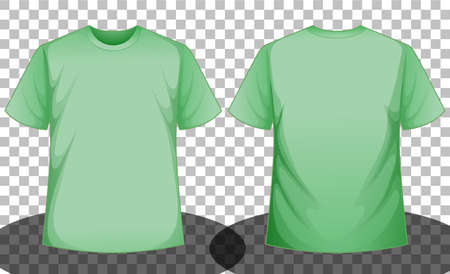 Green short sleeve t-shirt front and back side illustrationのイラスト素材