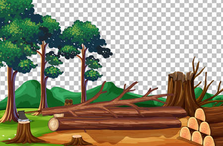 Blank nature scene on transparent background illustrationのイラスト素材