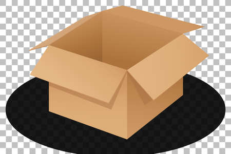 Cardboard box opened isolated cartoon style illustrationのイラスト素材