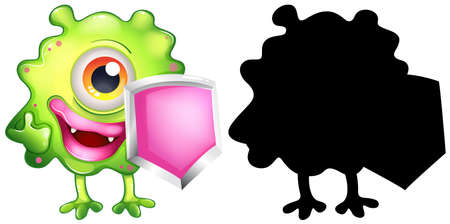 Monster with its silhouette on white background illustrationのイラスト素材