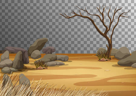 Dry land landscape on transparent background illustrationのイラスト素材