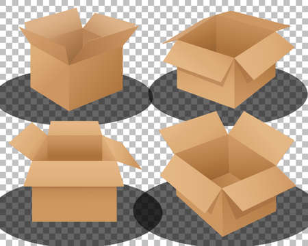 Ilustration of a set of different cardboard boxes illustrationのイラスト素材