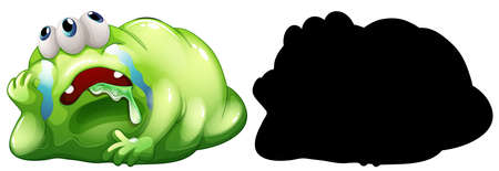 Monster with its silhouette on white background illustrationのイラスト素材