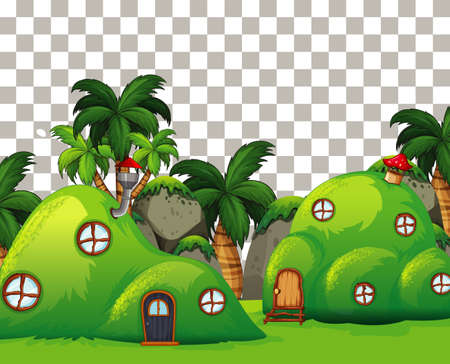 Nature outdoor fairy tale theme on transparent background illustrationのイラスト素材